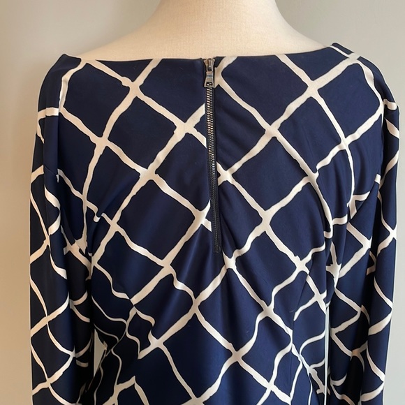 Roz&Ali Navy/cream scoop neck blouse - Picture 4 of 7